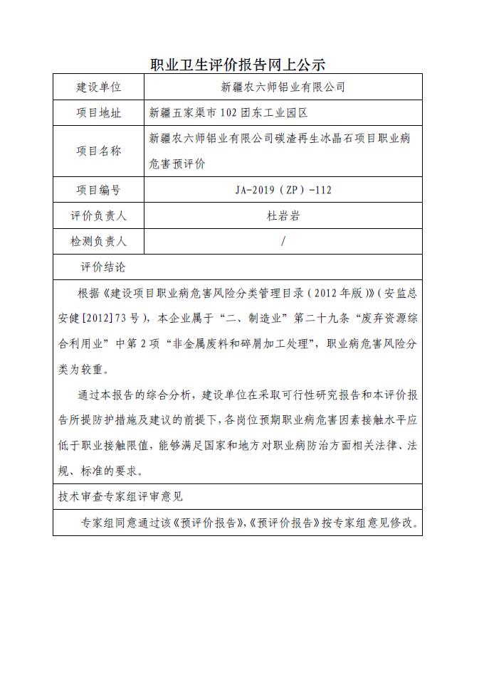 JA-2019(ZP)-112新疆农六师铝业有限公司碳渣再生冰晶石项目职业病危害预评价.jpg