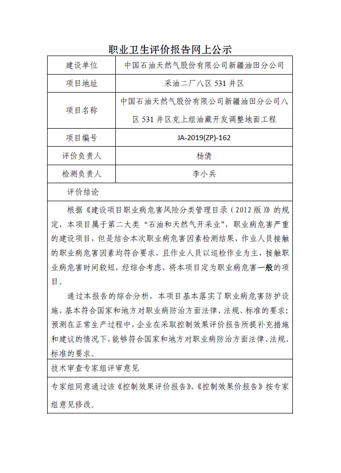 JA-2019(ZP)-162八区531井区克上组油藏开发调整2018年地面建设工程职业病危害控制效果评价.jpg