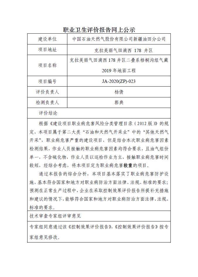 JA-2020(ZP)-023中国石油新疆油田分公司克拉美丽气田滴西178井区二叠系梧桐沟组气藏2019年地面建设工程职业病危害控制效果评价.jpg