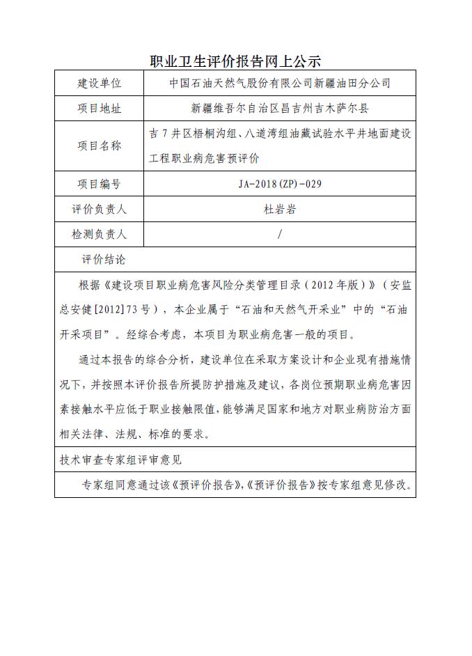 JA-2018(ZP)-029吉7 井区梧桐沟组、八道湾组油藏试验水平井地面建设工程职业病危害预评价.jpg