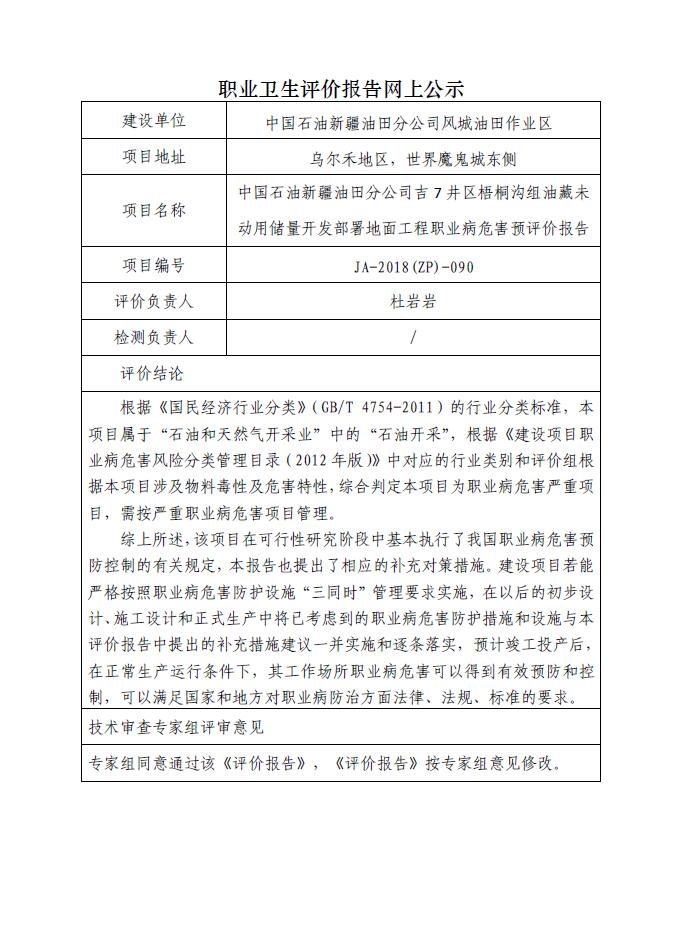 JA-2018(ZP)-090中国石油新疆油田分公司风城油田重22井区八道湾组油藏地面工程职业病危害预评价.jpg