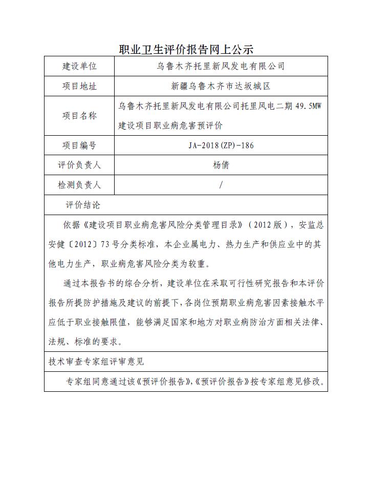 JA-2018(ZP)-186乌鲁木齐托里新风发电有限公司托里风电二期49.5MW建设项目职业病危害预评价.jpg