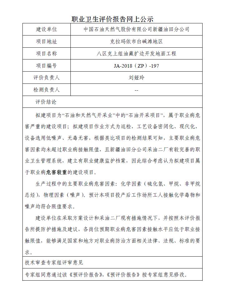 JA-2018(ZP)-197中国石油新疆油田分公司八区克上组油藏扩边开发地面工程职业病危害预评价报告.jpg